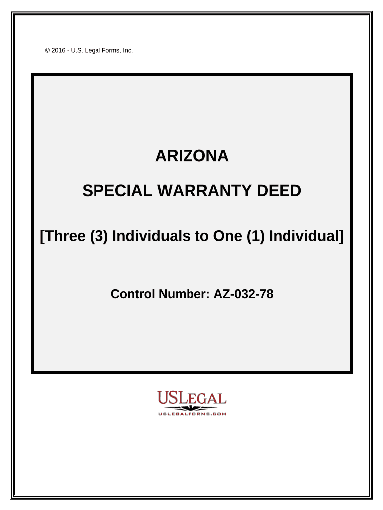 Special Warranty Deed Three Individuals to One Individual Arizona  Form