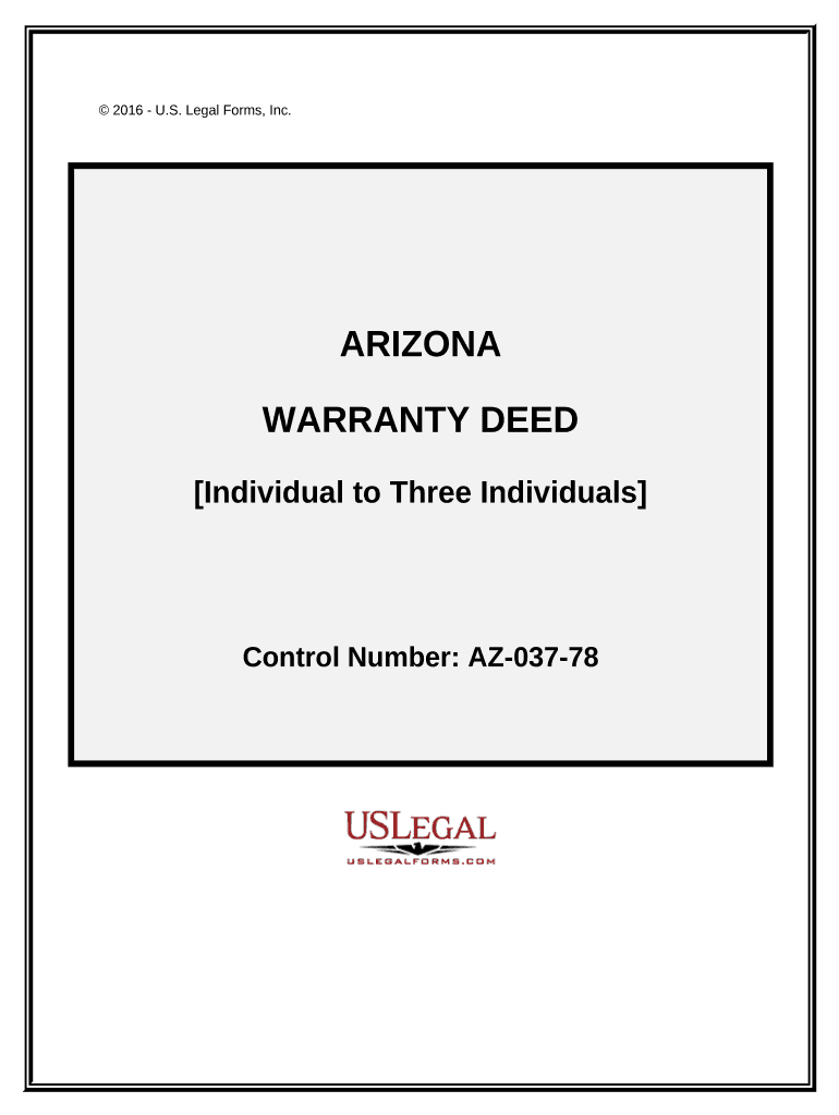Warranty Deed Individual to Three Individuals Arizona  Form