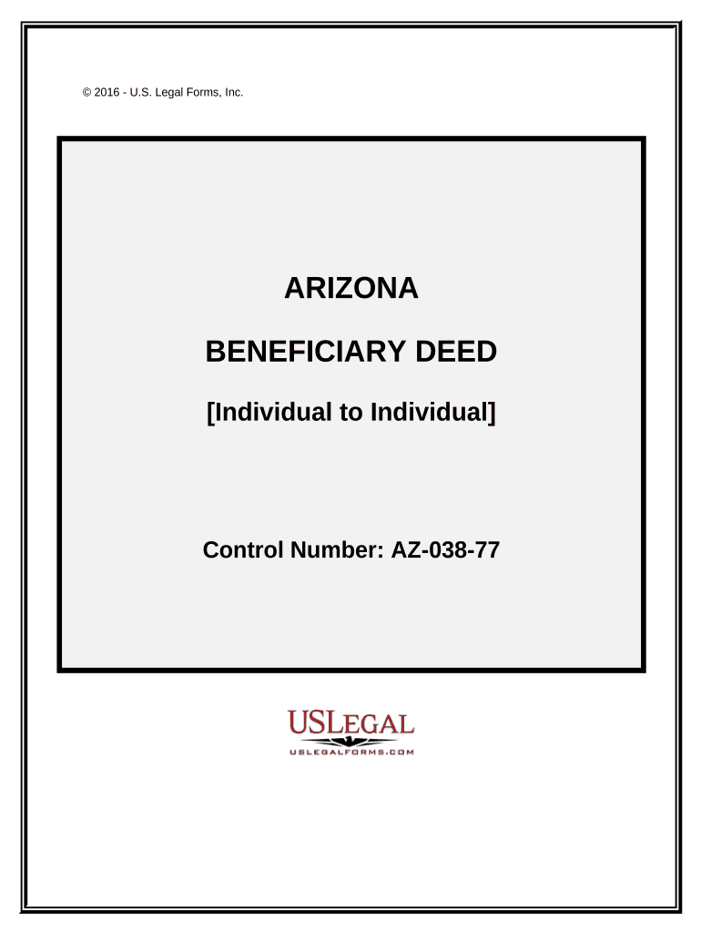 Transfer on Death Deed or TOD Beneficiary Deed for Individual to Individual Arizona  Form