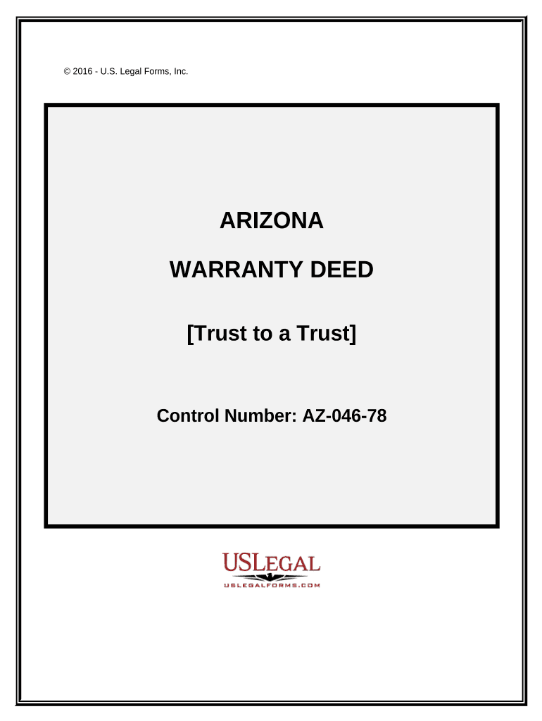 Warranty Deed from a Trust to a Trust Arizona  Form
