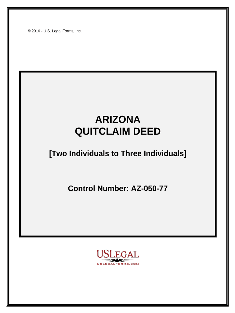 Quitclaim Deed from Two Individual Grantors to Three Individual Grantees Arizona  Form