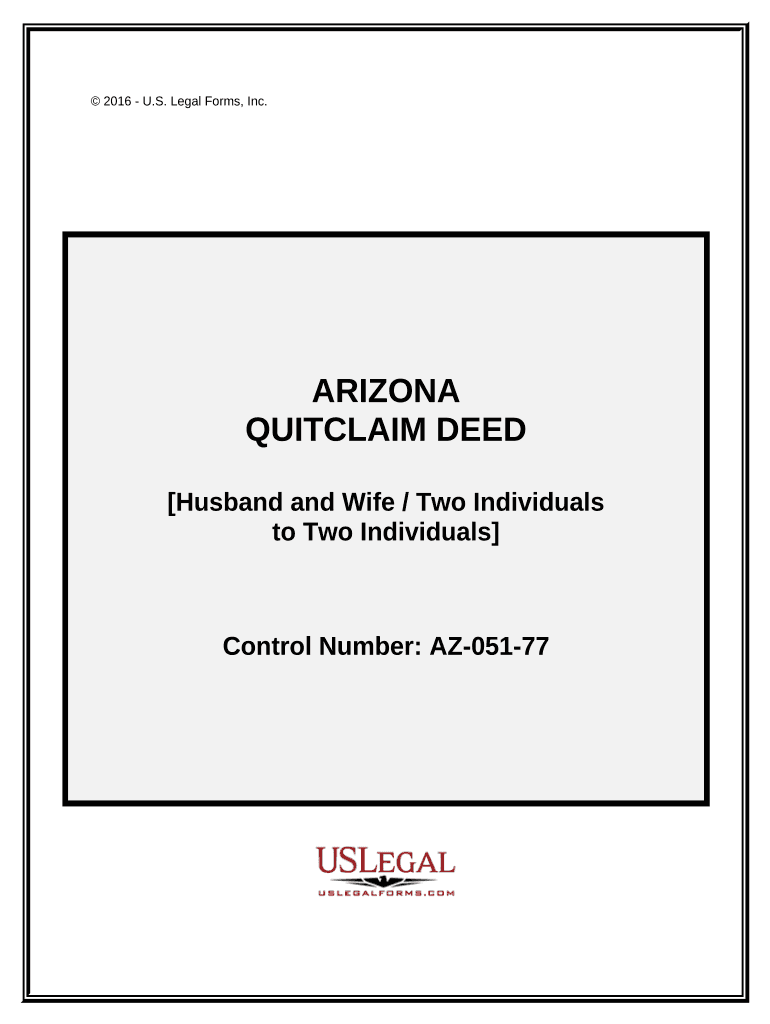 Quitclaim Deed Husband and Wife, or Two Individuals to Two Individuals Arizona  Form