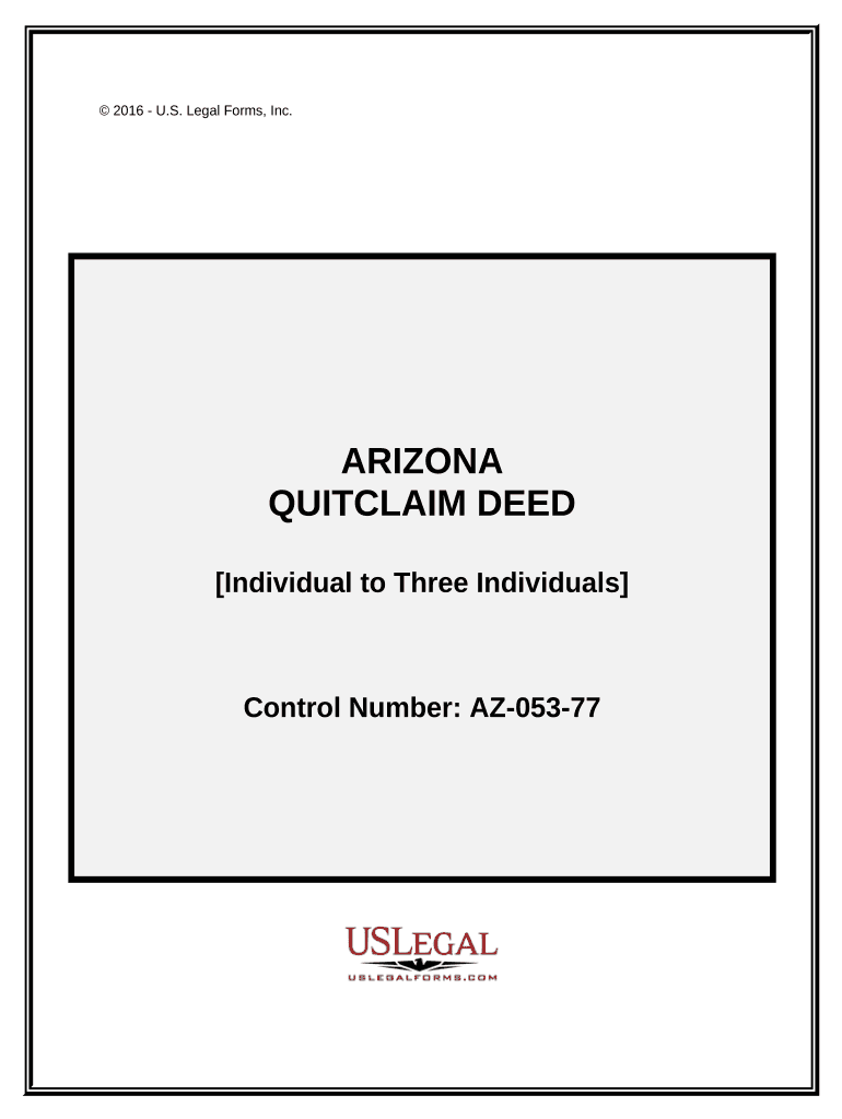 Quitclaim Deed Individual to Three Individuals Arizona  Form