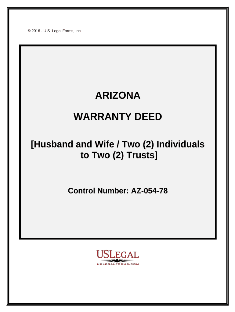 Warranty Deed from Two Individuals Husband and Wife to Two Trusts Arizona  Form