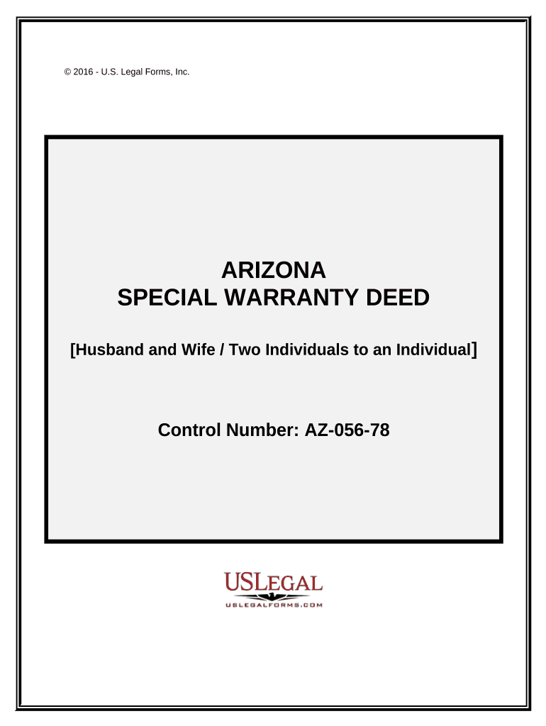 Special Warranty Deed from Two Individuals, or Husband and Wife, to an Individual Arizona  Form