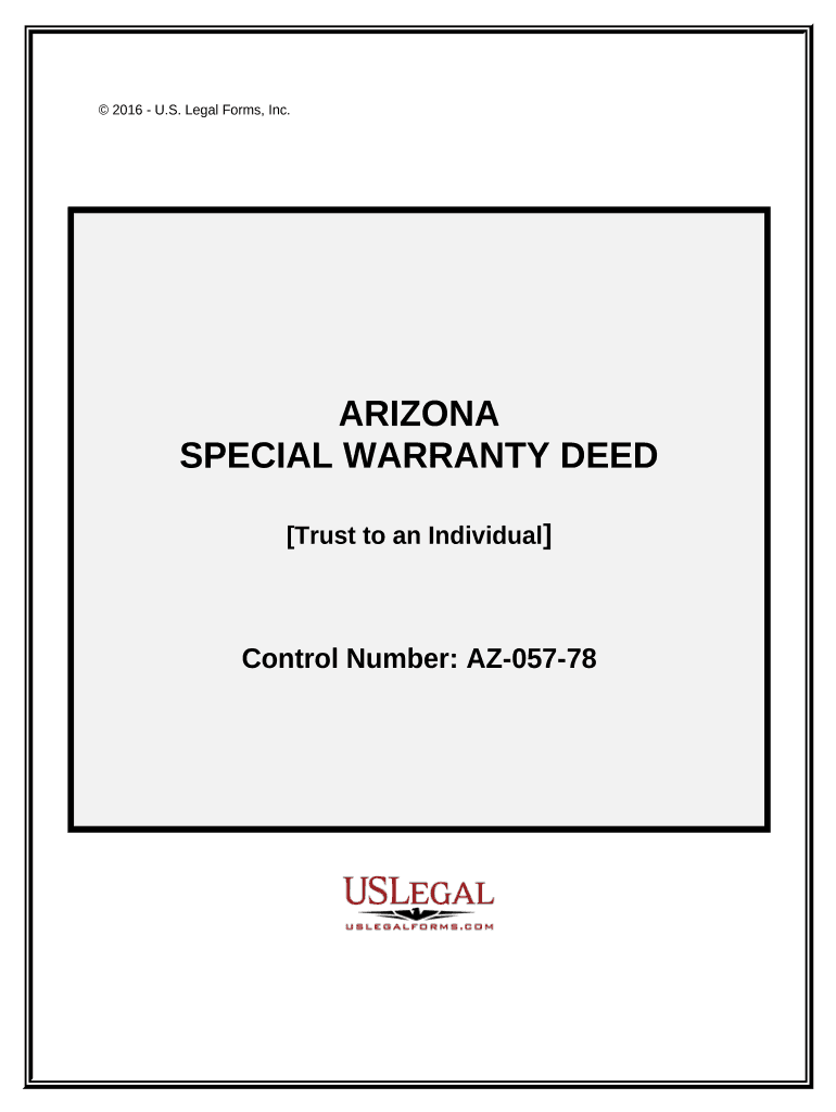 Special Warranty Deed from a Trust to a Individual Arizona  Form