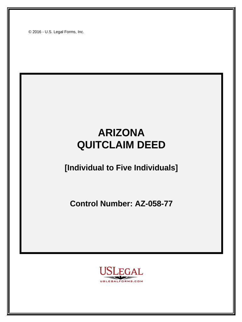 Quitclaim Deed from One Individual to Five Individuals Arizona  Form