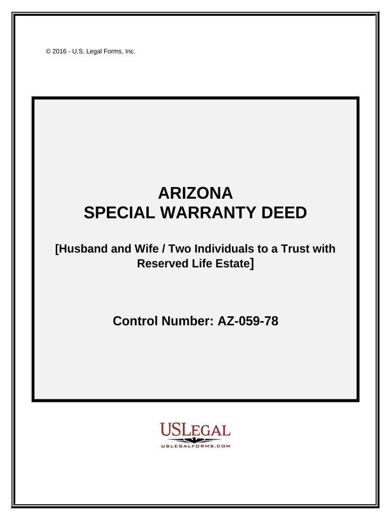 Special Warranty Deed from Two Individuals, or Husband and Wife, to a Trust Arizona  Form