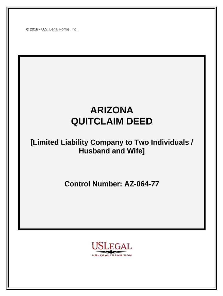 Quitclaim Deed from Limited Liability Company to Two Individuals Husband and Wife Arizona  Form