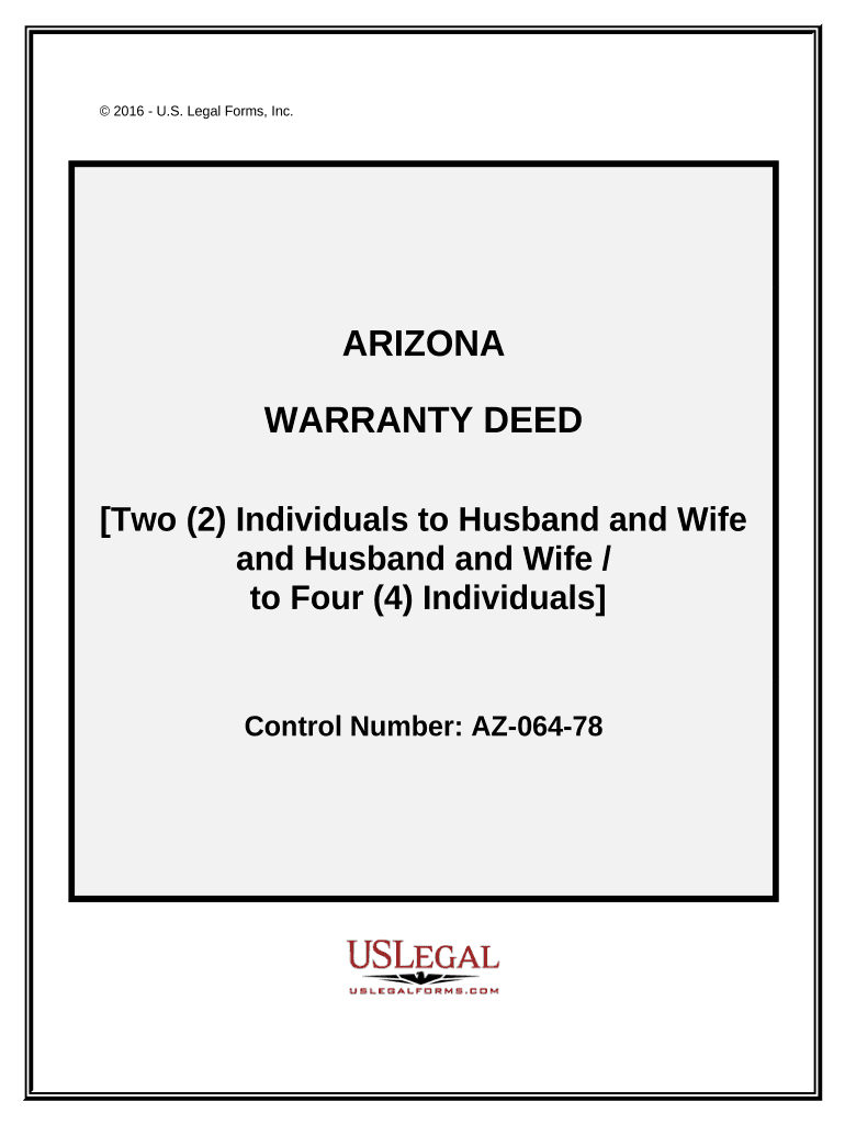 Warranty Deed from Two Individuals to Husband and Wife and Husband and Wife, or 4 Individuals Arizona  Form