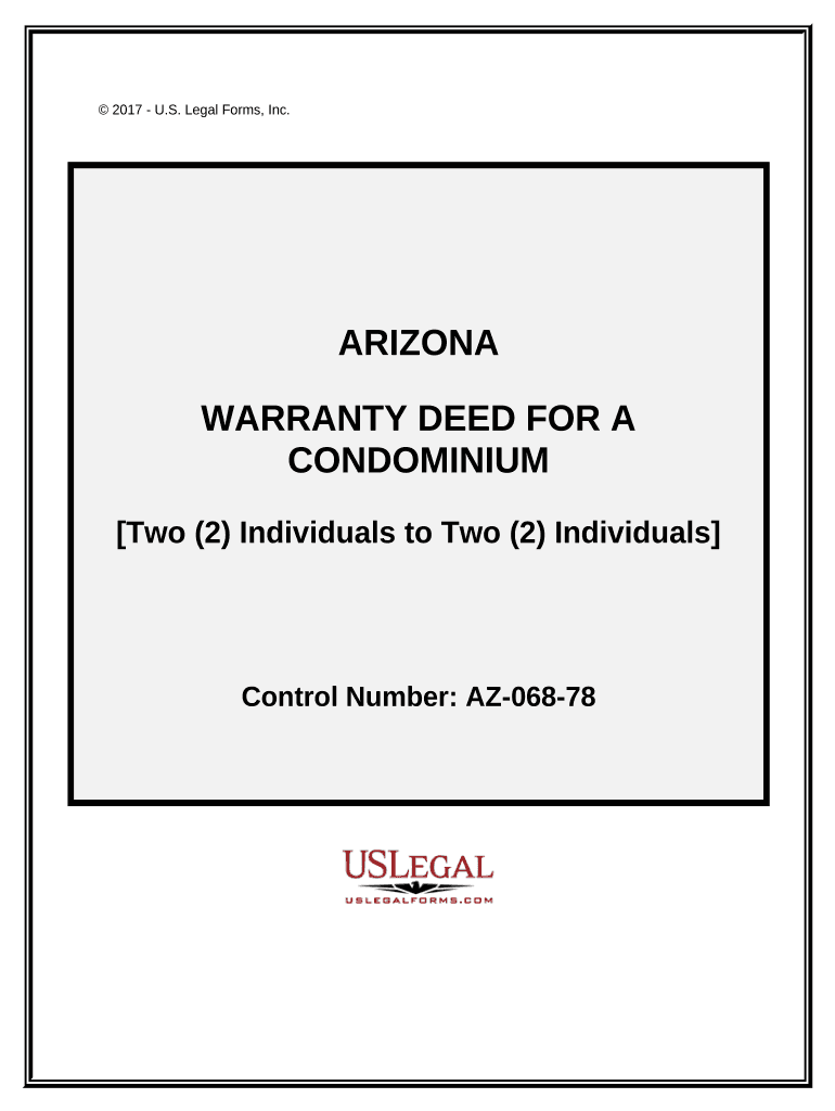 Arizona Warranty Deed for a Condominium from Two Individuals to Two Individuals Arizona  Form