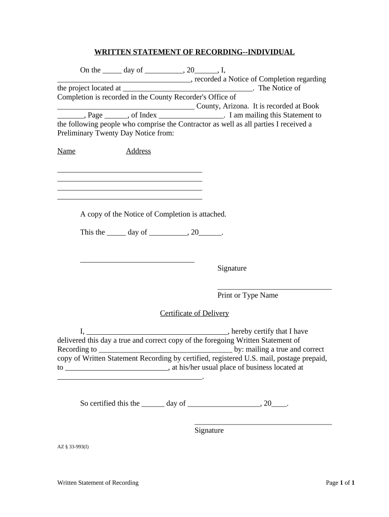 Written Statement  Form