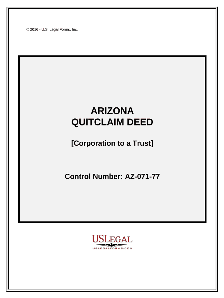 Quitclaim Deed from Corporation to a Trust Arizona  Form
