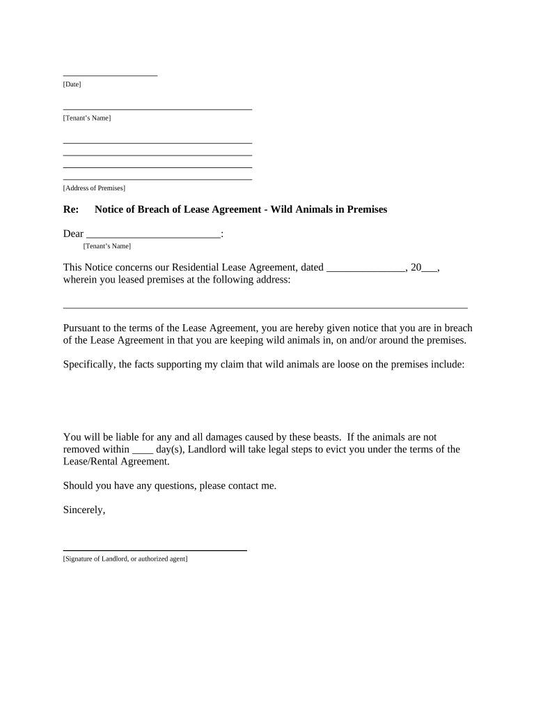 Letter Tenant Remove  Form