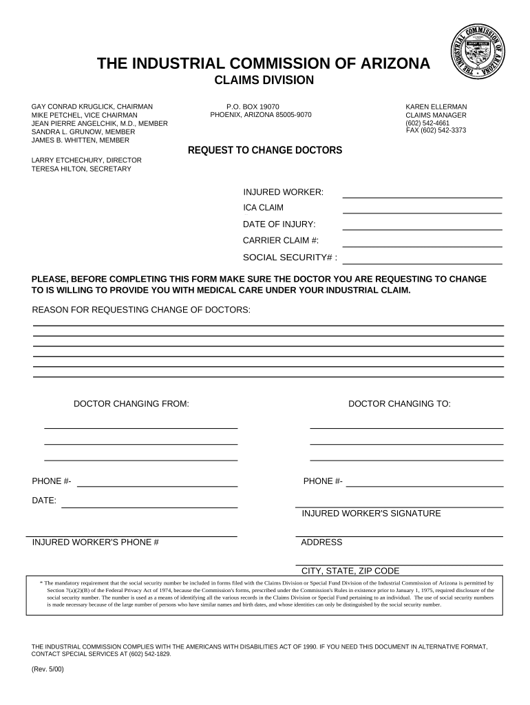 Doctor Workers Compensation Az  Form