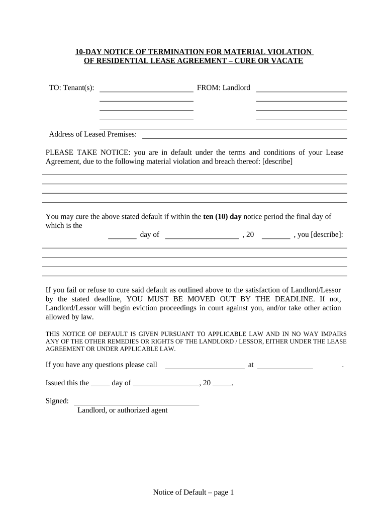 Arizona 10 Day  Form