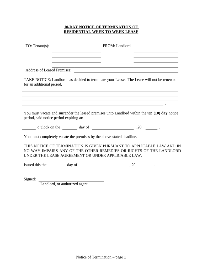 Az 10 Day Notice  Form