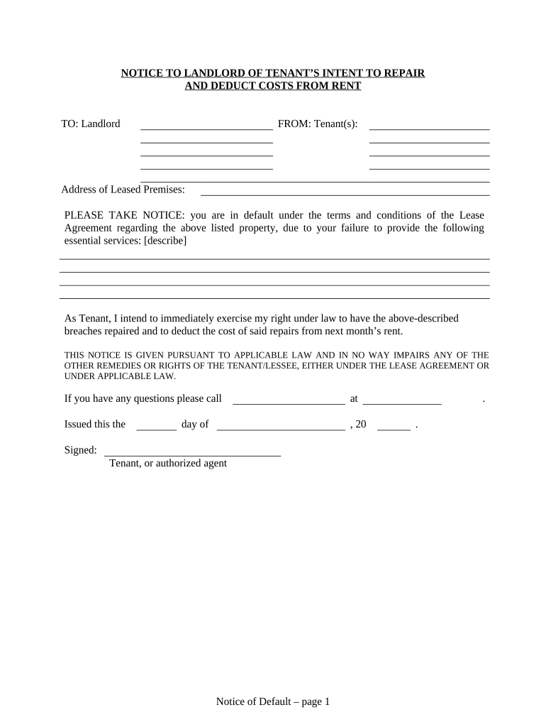 Notice Intent Residential  Form