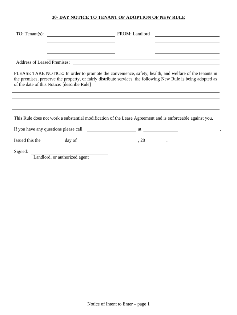 30 Day Notice  Form