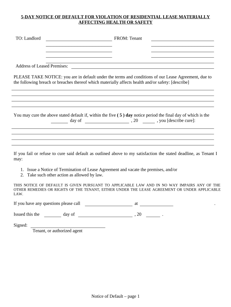 5 Day Notice  Form