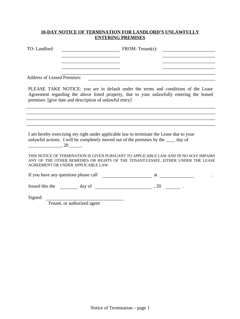 Notice 10 Day Form