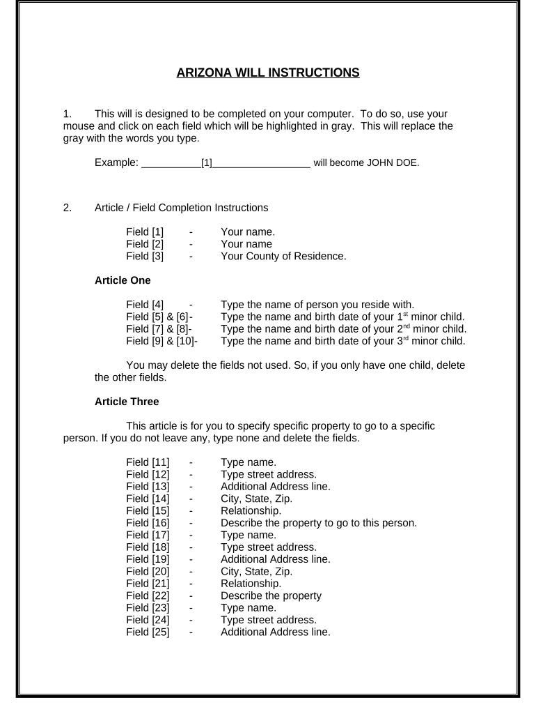 Mutual Wills or Last Will and Testaments for Unmarried Persons Living Together, Not Married with Minor Children Arizona  Form