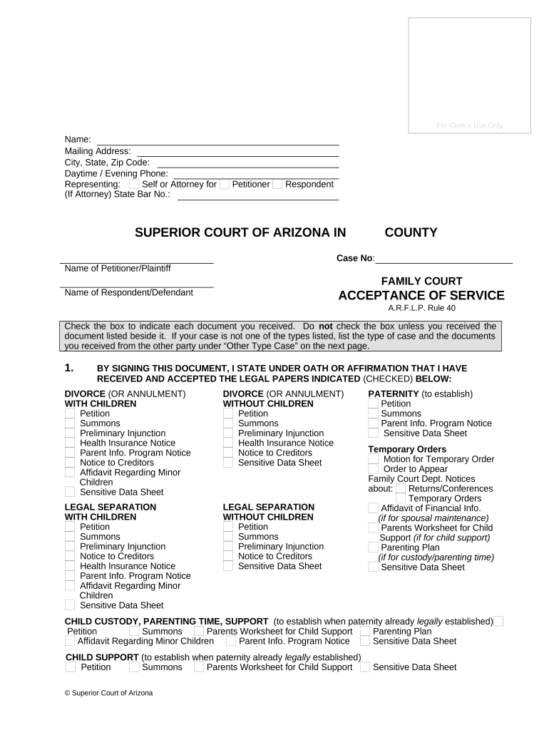 Arizona Acceptance Service  Form