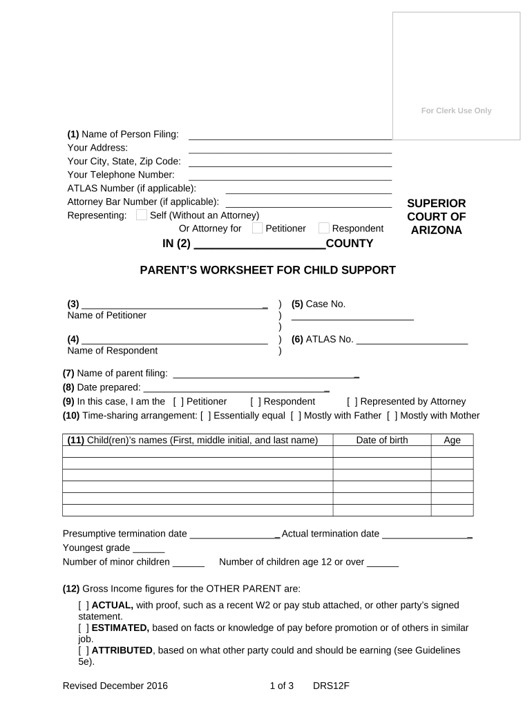 Az Child Support  Form