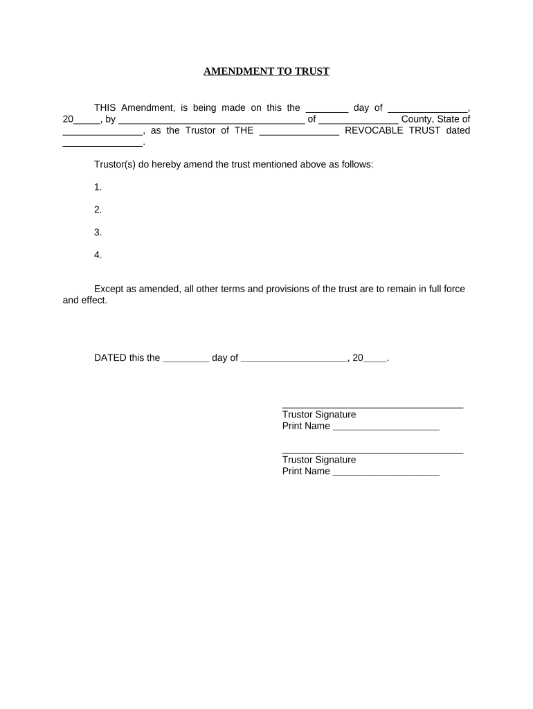 Amendment Trust Form