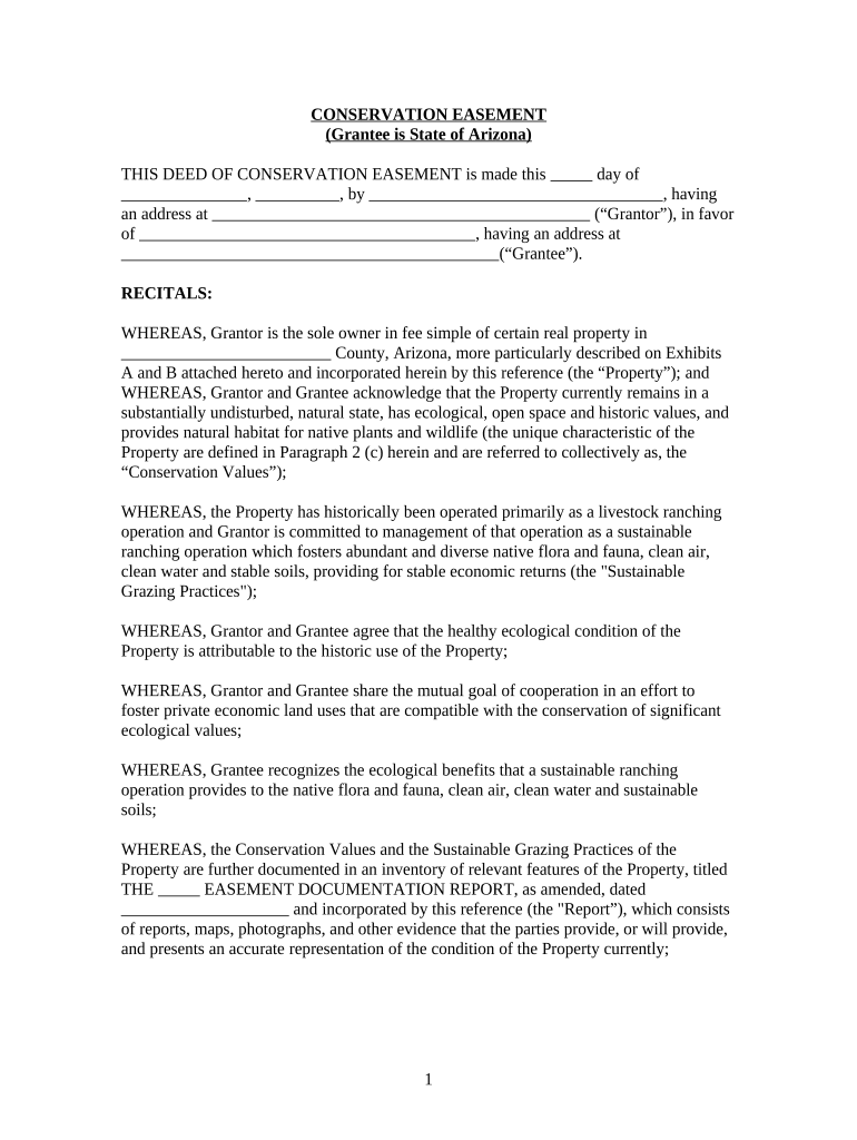 Arizona Conservation Easement  Form