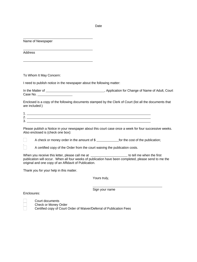 Cover Letter Regarding Publication Arizona  Form