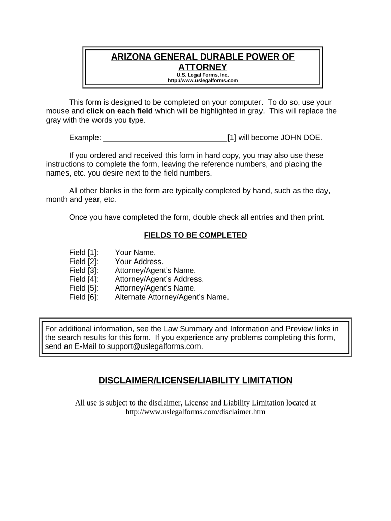 Arizona General  Form