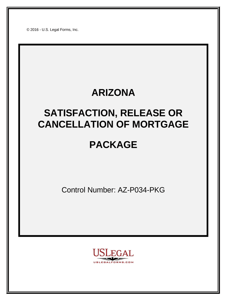 Satisfaction, Cancellation or Release of Mortgage Package Arizona  Form