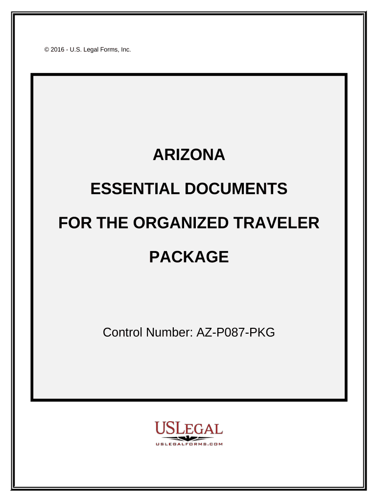 Essential Documents for the Organized Traveler Package Arizona  Form