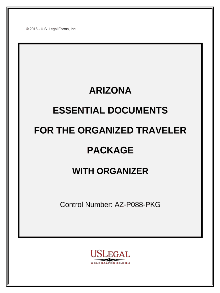 Essential Documents for the Organized Traveler Package with Personal Organizer Arizona  Form