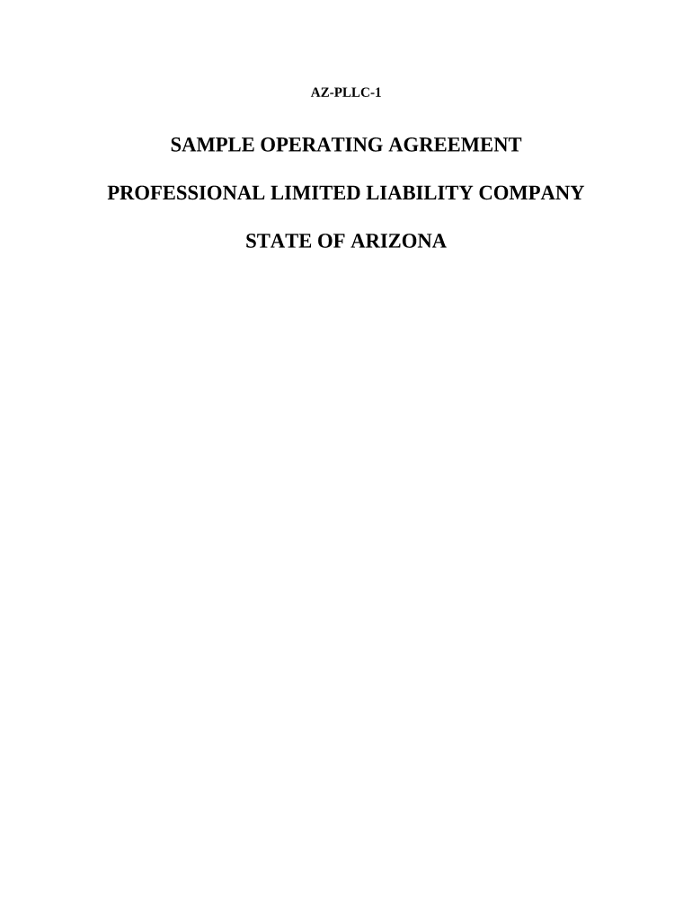 Sample Operating Agreement for Professional Limited Liability Company PLLC Arizona  Form