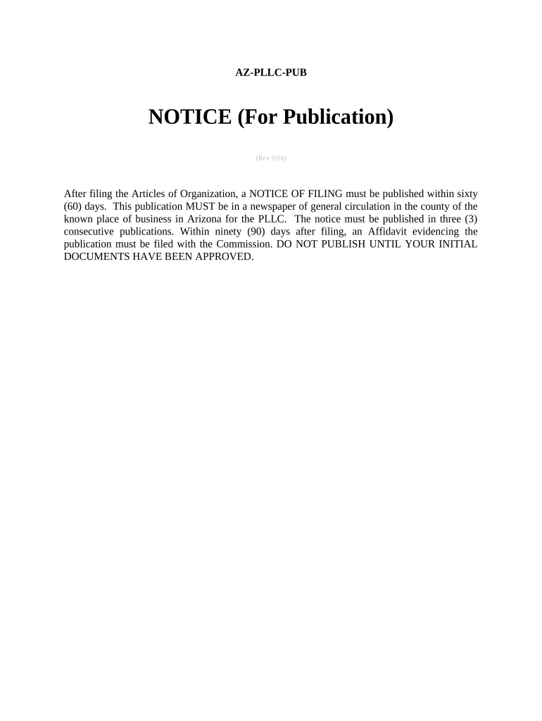 Notice Publication Az  Form
