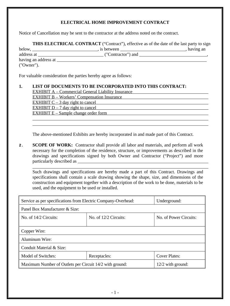 Electrical Contractor Form