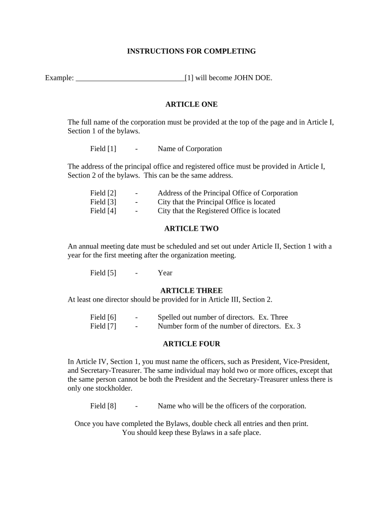 Bylaws  Form