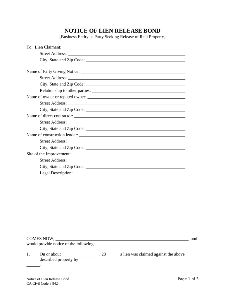 Lien Release  Form