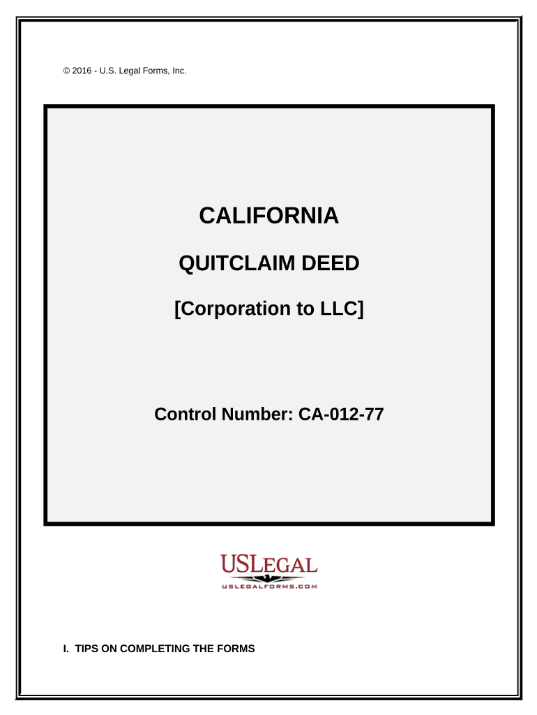 Quitclaim Deed from Corporation to LLC California  Form