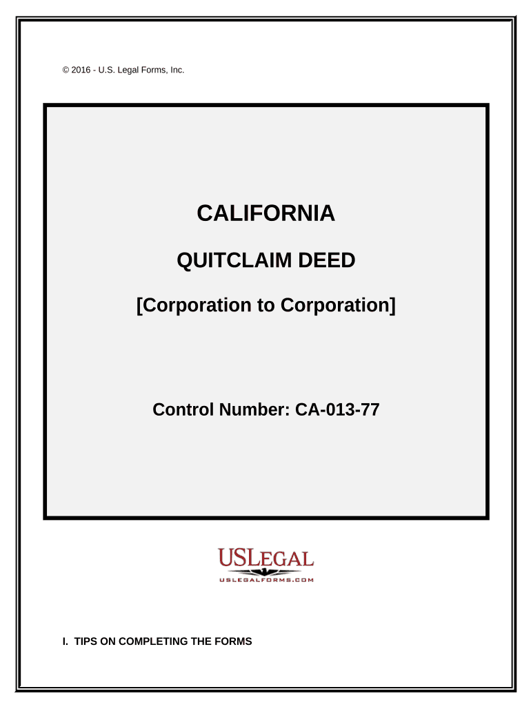 Quitclaim Deed from Corporation to Corporation California  Form