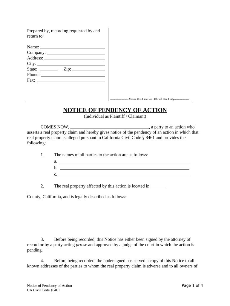 California Lis Pendens  Form