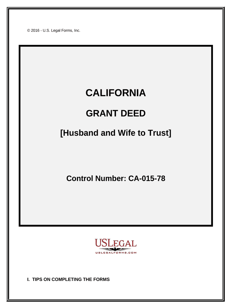 Grant Deed from Husband and Wife to Trust California  Form