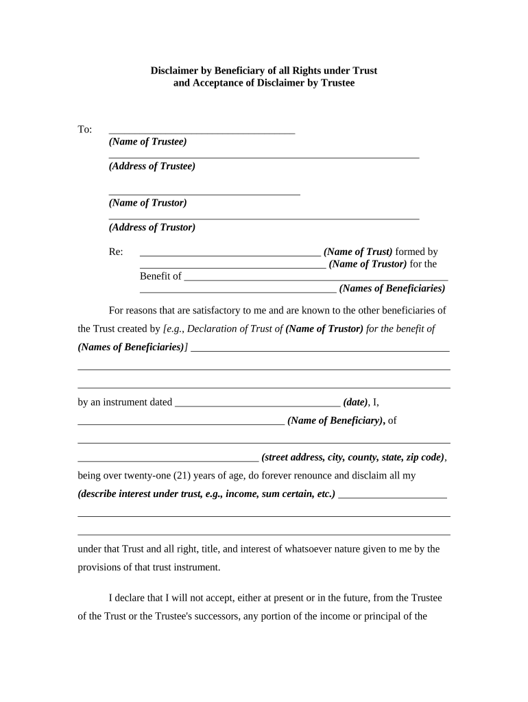 California Disclaimer  Form