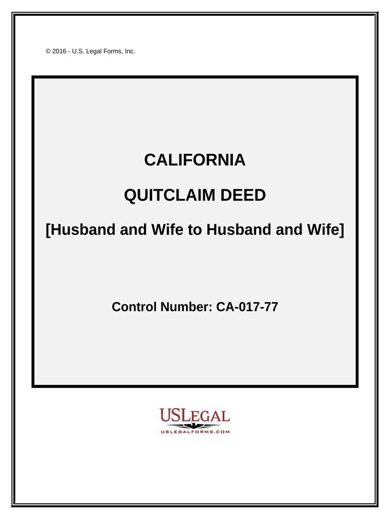 Quitclaim Deed from Husband and Wife to Husband and Wife California  Form