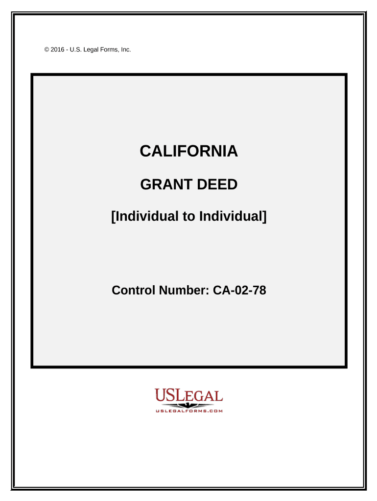 Grant Deed from Individual to Individual California  Form