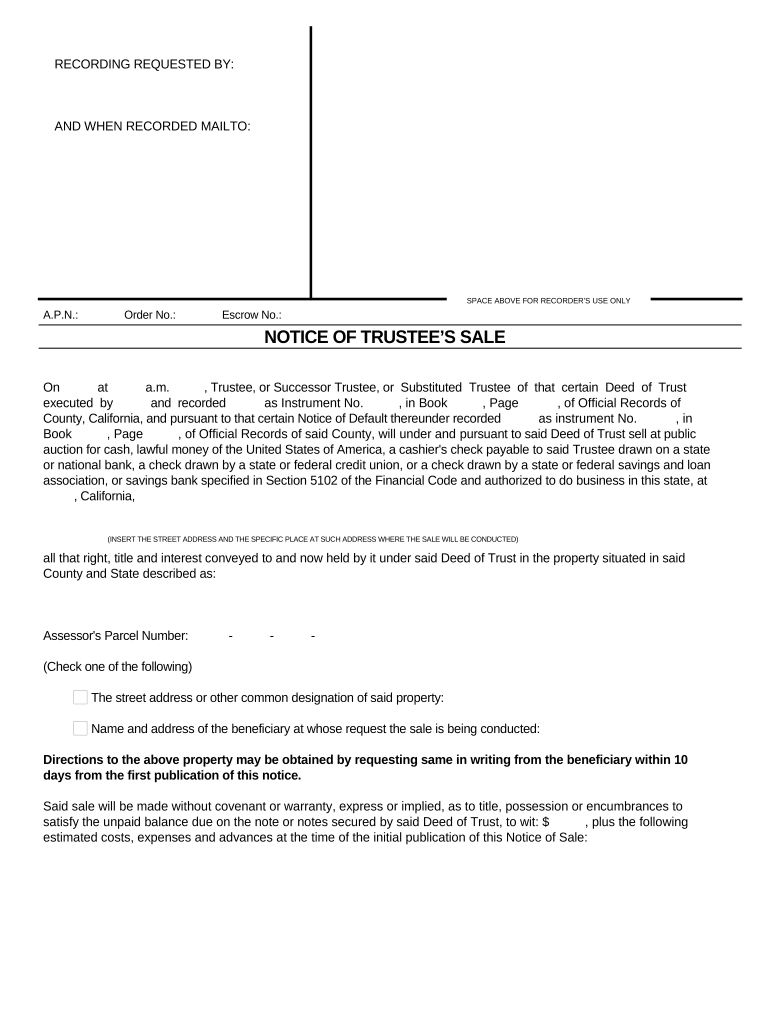 Notice Trustees Sale  Form