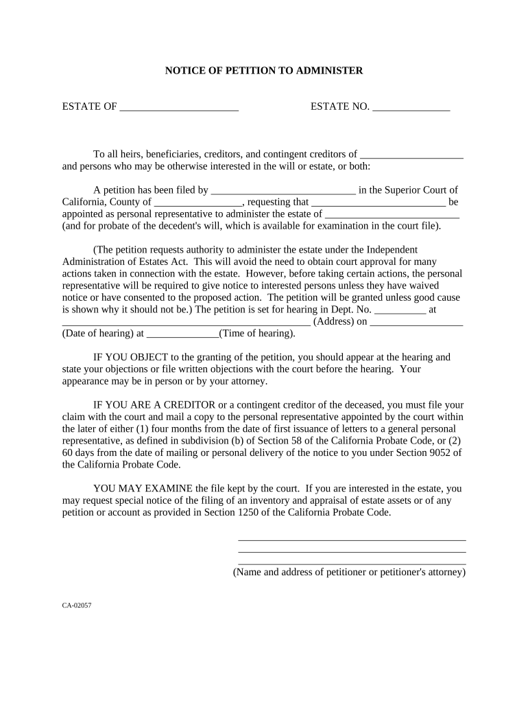 Fill and Sign the Petition Administer Estate Form