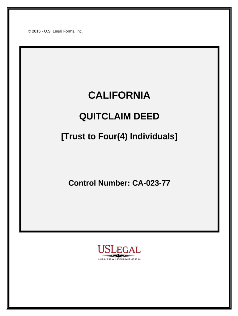 Quitclaim Deed Trust to Four Individuals California  Form